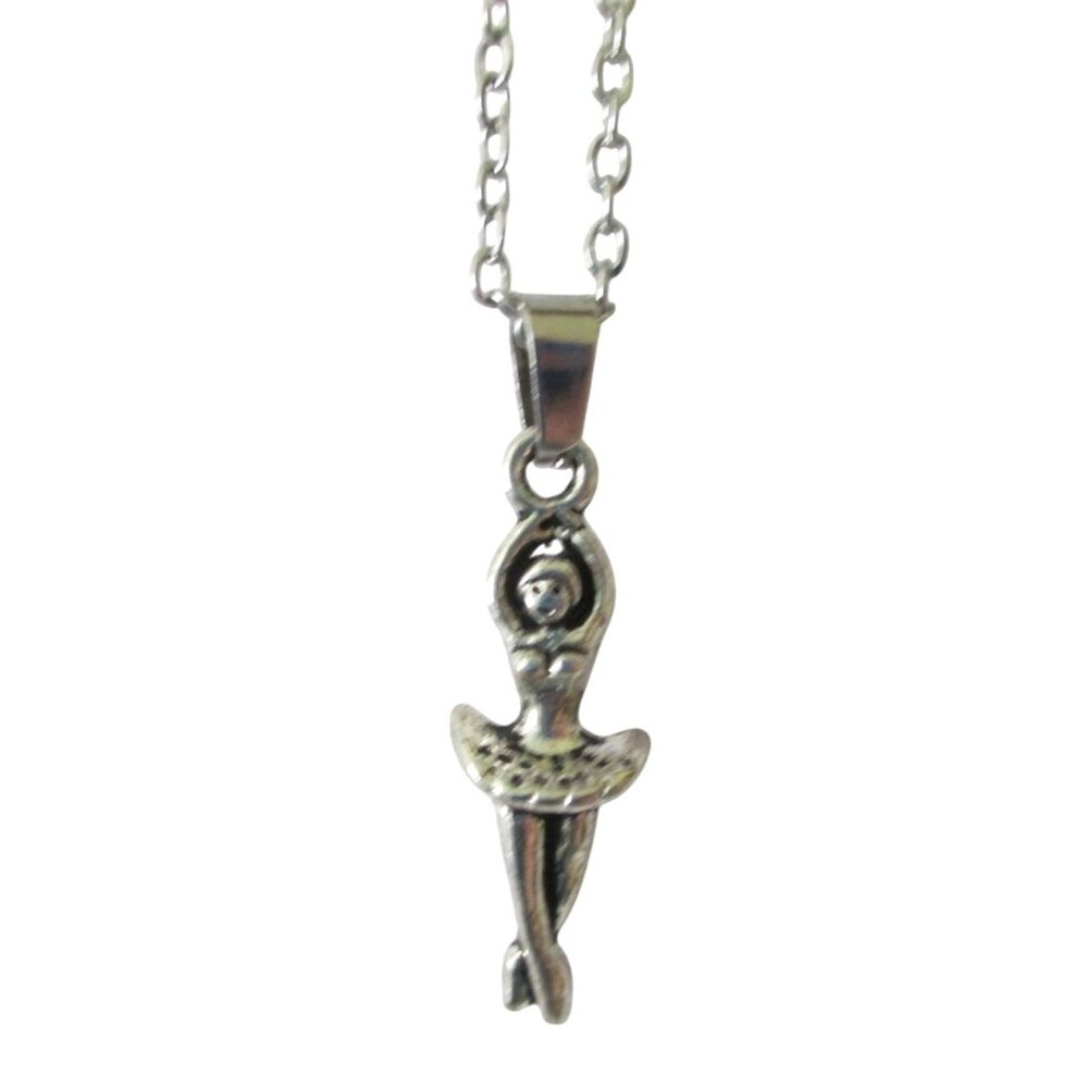 New Ballerina Pendant Necklace With 18" Stainless Chain Ballet Dance Girl Gift